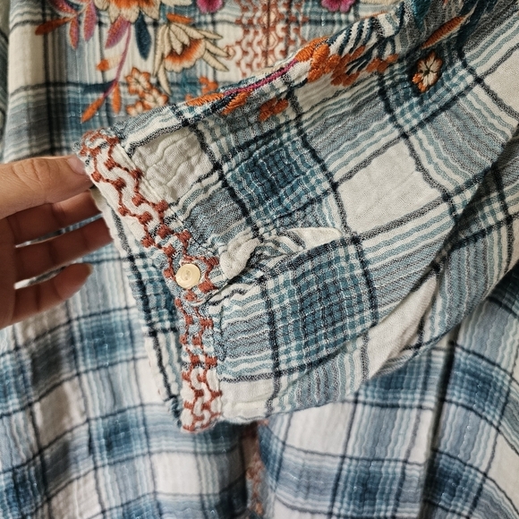 Johnny Was womens cotton back slit embroidered peasant top 3/4 sleeve blouse - Picture 5 of 10